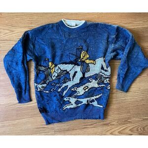 Vintage 80s/90s Sweater Horses Dogs Made In Italy Knit Pullover Pagliano Like